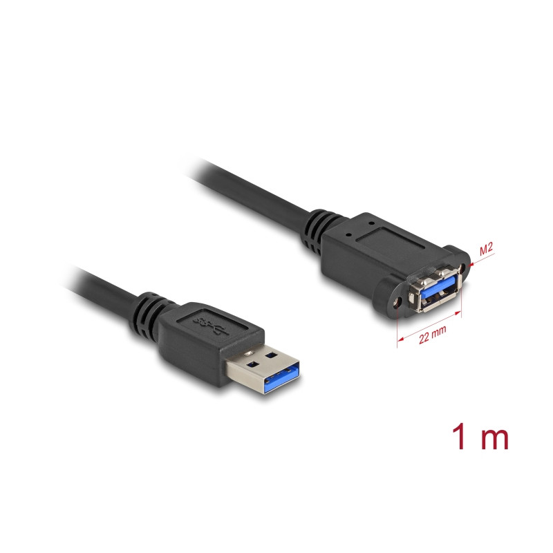 Delock USB 5 Gbps Kabel USB Typ-A Stecker zu USB Typ-A Buchse zum Einbau 1 m schwarz