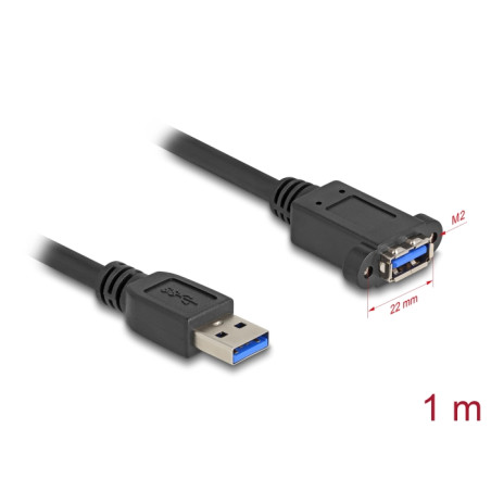 Delock USB 5 Gbps Kabel USB Typ-A Stecker zu USB Typ-A Buchse zum Einbau 1 m schwarz