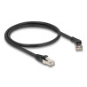Delock RJ45 Netzwerkkabel Cat.6A S/FTP Stecker 45° nach rechts gewinkelt zu Stecker gerade 0,5 m schwarz