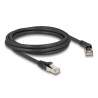 Delock RJ45 Netzwerkkabel Cat.6A S/FTP Stecker 45° nach rechts gewinkelt zu Stecker gerade 2 m schwarz
