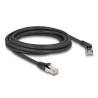 Delock RJ45 Netzwerkkabel Cat.6A S/FTP Stecker 45° nach rechts gewinkelt zu Stecker gerade 3 m schwarz