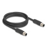 Delock M12 Kabel L-kodiert 4 Pin Stecker zu Stecker PUR schleppkettentauglich 2 m schwarz