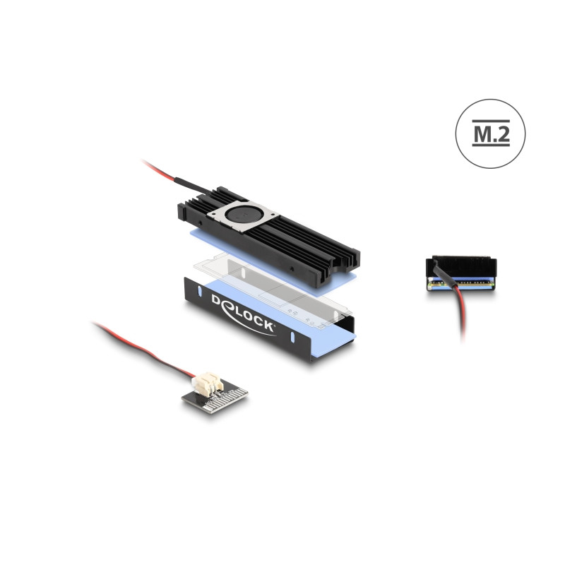 Delock Kühlkörper mit Lüfter für M.2 SSD 2280 schwarz
