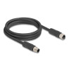 Delock M12 Kabel L-kodiert 4 Pin Stecker zu Buchse PUR schleppkettentauglich 2 m schwarz