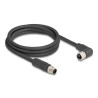 Delock M12 Kabel L-kodiert 4 Pin Stecker gerade zu Buchse rechts gewinkelt PUR schleppkettentauglich 2 m schwarz