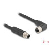 Delock M12 Kabel L-kodiert 4 Pin Stecker gerade zu Buchse rechts gewinkelt PUR schleppkettentauglich 3 m schwarz