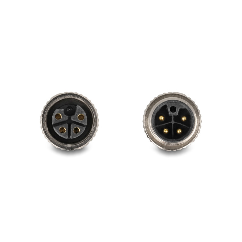 Delock M12 Kabel L-kodiert 4 Pin Stecker rechts gewinkelt zu Buchse gerade PUR schleppkettentauglich 1 m schwarz