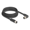 Delock M12 Kabel L-kodiert 4 Pin Stecker rechts gewinkelt zu Buchse gerade PUR schleppkettentauglich 3 m schwarz