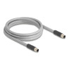 Delock M12 Kabel L-kodiert 5 Pin Stecker zu Stecker PUR schleppkettentauglich 2 m grau