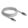 Delock M12 Kabel L-kodiert 5 Pin Stecker zu Buchse PUR schleppkettentauglich 2 m grau