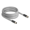 Delock M12 Kabel L-kodiert 5 Pin Stecker zu Buchse PUR schleppkettentauglich 5 m grau