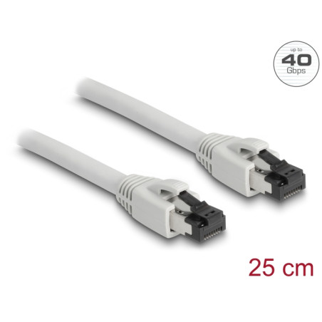 Delock RJ45 Netzwerkkabel Cat.8.1 S/FTP 0,25 m bis 40 Gbps grau