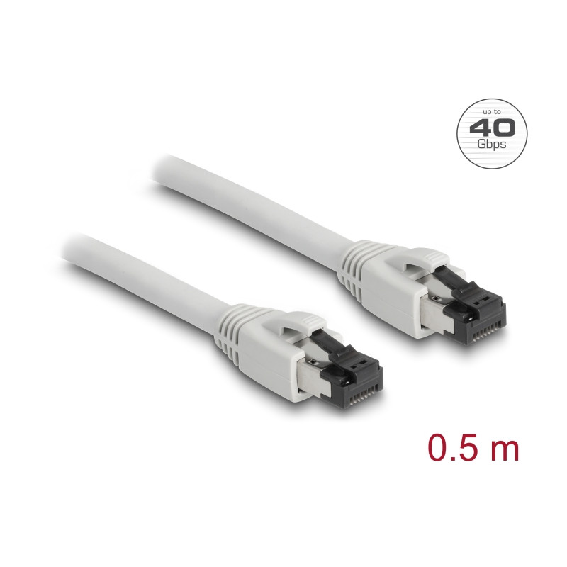 Delock RJ45 Netzwerkkabel Cat.8.1 S/FTP 0,5 m bis 40 Gbps grau