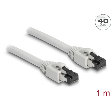 Delock RJ45 Netzwerkkabel Cat.8.1 S/FTP 1 m bis 40 Gbps grau