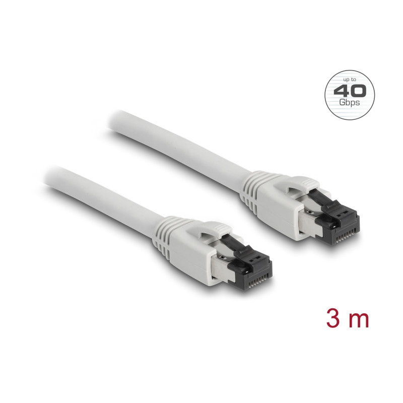 Delock RJ45 Netzwerkkabel Cat.8.1 S/FTP 3 m bis 40 Gbps grau