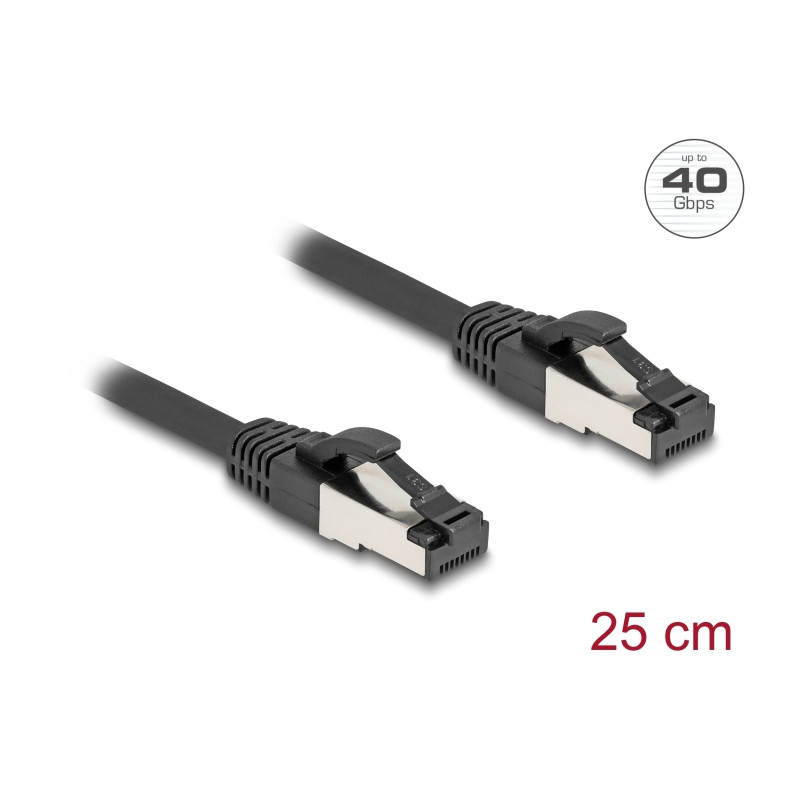 Delock RJ45 Netzwerkkabel Cat.8.1 S/FTP 0,25 m bis 40 Gbps schwarz