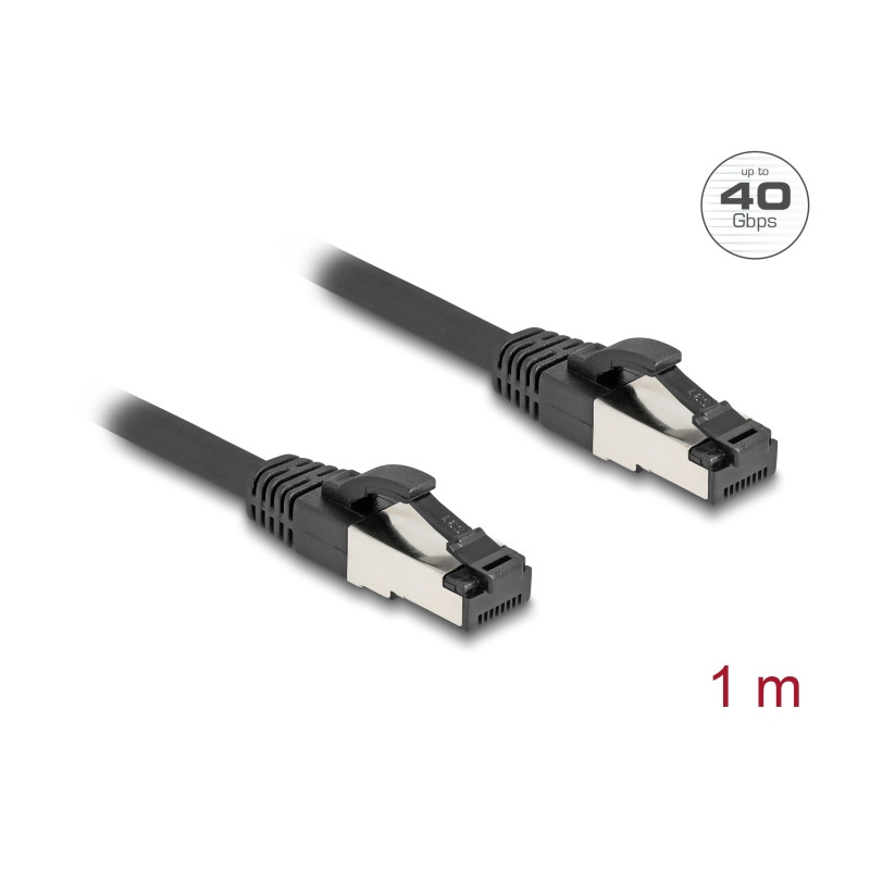 Delock RJ45 Netzwerkkabel Cat.8.1 S/FTP 1 m bis 40 Gbps schwarz
