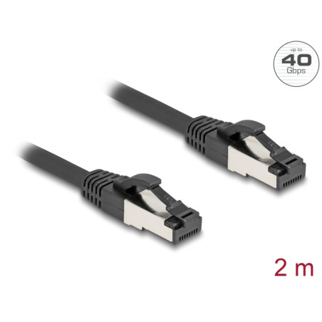 Delock RJ45 Netzwerkkabel Cat.8.1 S/FTP 2 m bis 40 Gbps schwarz