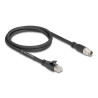 Delock M12 Kabel X-kodiert 8 Pin Stecker zu RJ45 Stecker Cat.5e S/FTP flexibel 1 m schwarz