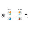 Delock M12 Kabel X-kodiert 8 Pin Stecker zu RJ45 Stecker Cat.5e S/FTP flexibel 1 m schwarz