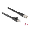 Delock M12 Kabel X-kodiert 8 Pin Stecker zu RJ45 Stecker Cat.5e S/FTP flexibel 3 m schwarz