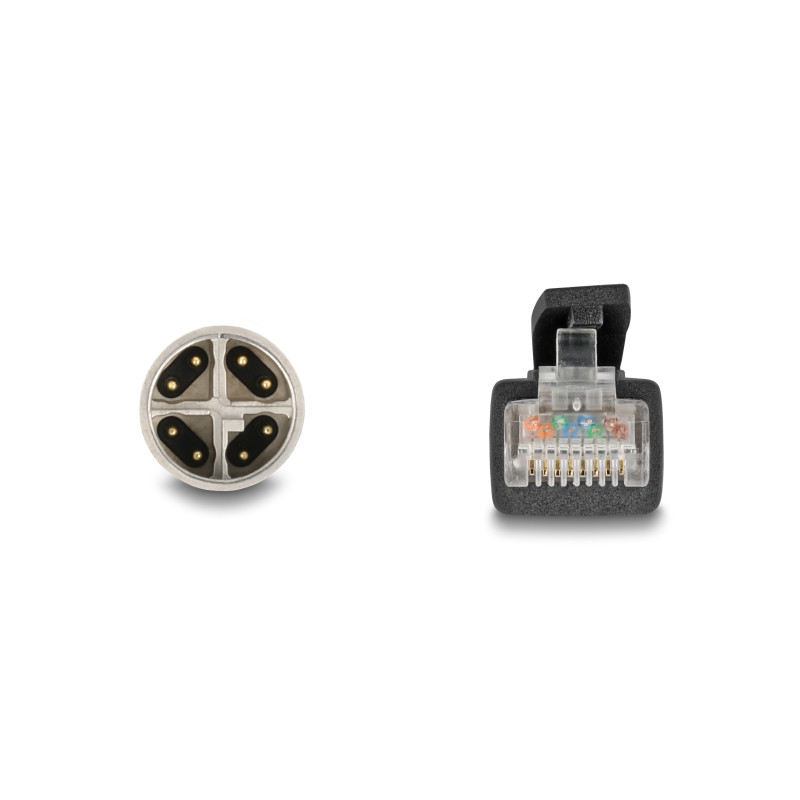 Delock M12 Kabel X-kodiert 8 Pin Stecker zu RJ45 Stecker Cat.5e S/FTP flexibel 5 m schwarz