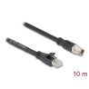 Delock M12 Kabel X-kodiert 8 Pin Stecker zu RJ45 Stecker Cat.5e S/FTP flexibel 10 m schwarz