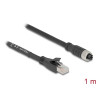 Delock M12 Kabel X-kodiert 8 Pin Buchse zu RJ45 Stecker Cat.5e S/FTP flexibel 1 m schwarz