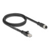 Delock M12 Kabel X-kodiert 8 Pin Buchse zu RJ45 Stecker Cat.5e S/FTP flexibel 1 m schwarz