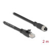 Delock M12 Kabel X-kodiert 8 Pin Buchse zu RJ45 Stecker Cat.5e S/FTP flexibel 2 m schwarz