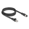 Delock M12 Kabel X-kodiert 8 Pin Buchse zu RJ45 Stecker Cat.5e S/FTP flexibel 2 m schwarz