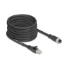 Delock M12 Kabel X-kodiert 8 Pin Buchse zu RJ45 Stecker Cat.5e S/FTP flexibel 10 m schwarz