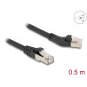 Delock RJ45 Netzwerkkabel Cat.6A S/FTP Stecker 45° nach links gewinkelt zu Stecker gerade 0,5 m schwarz