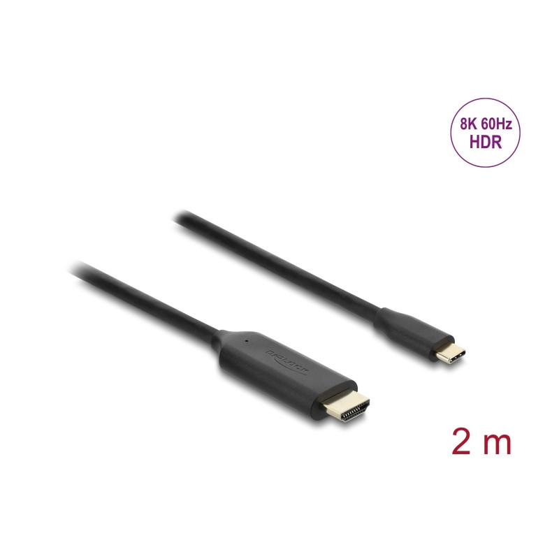 Delock USB Type-C™ zu HDMI Kabel (DP Alt Mode) 8K 60 Hz mit HDR Funktion 2 m schwarz