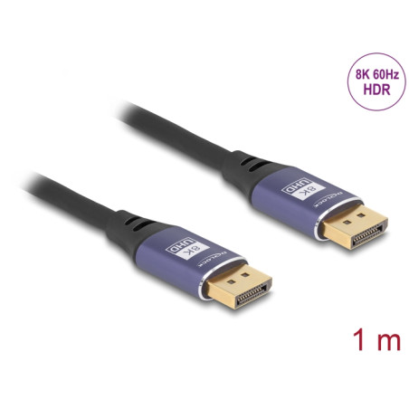 Delock DisplayPort Kabel 8K 60 Hz 1 m flieder Metall