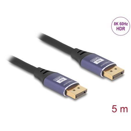 Delock DisplayPort Kabel 8K 60 Hz 5 m flieder Metall