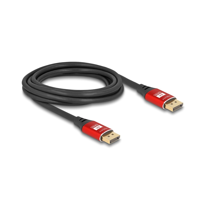 Delock DisplayPort Kabel 8K 60 Hz 3 m rot Metall