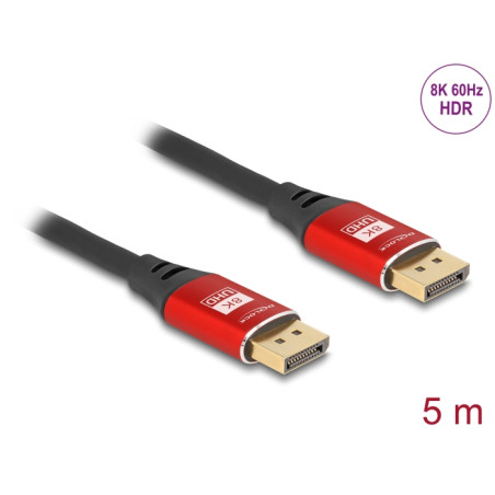 Delock DisplayPort Kabel 8K 60 Hz 5 m rot Metall