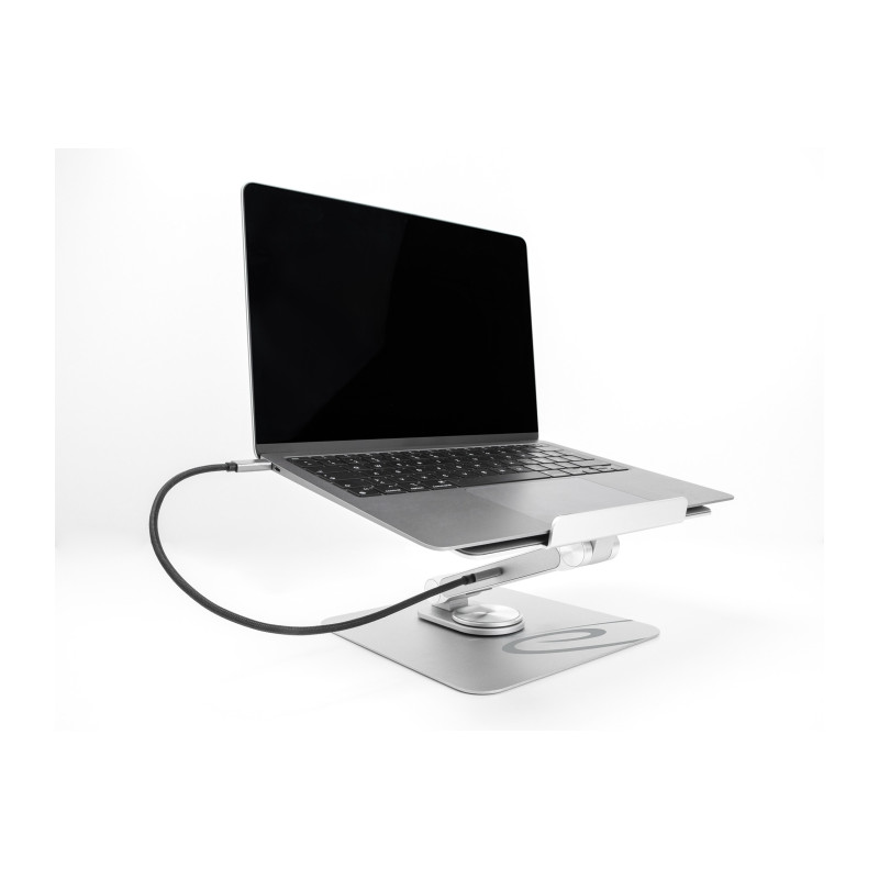 Delock Tablet und Notebook Ständer mit eingebauter Dockingstation 4K - HDMI / Kartenleser / Hub / PD 3.0 90 W - 360° drehbar