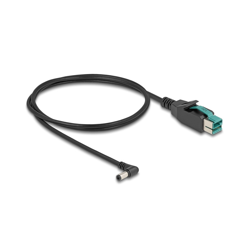 Delock PoweredUSB Kabel Stecker 12 V zu DC 5,5 x 2,5 mm Stecker gewinkelt 1 m