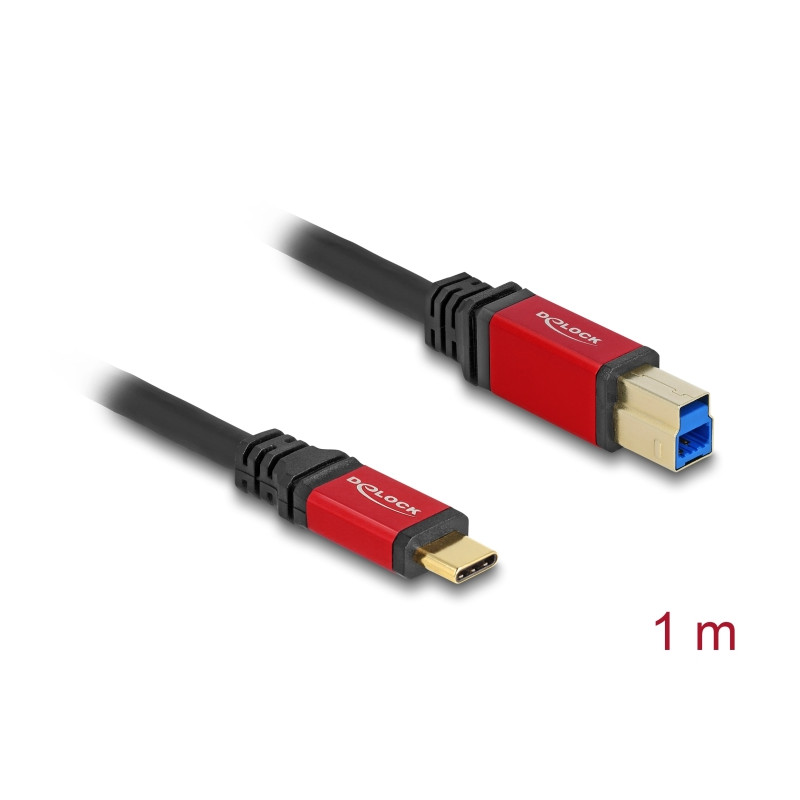 Delock USB 5 Gbps Kabel USB Type-C™ Stecker zu USB Typ-B Stecker 1 m rot Metall