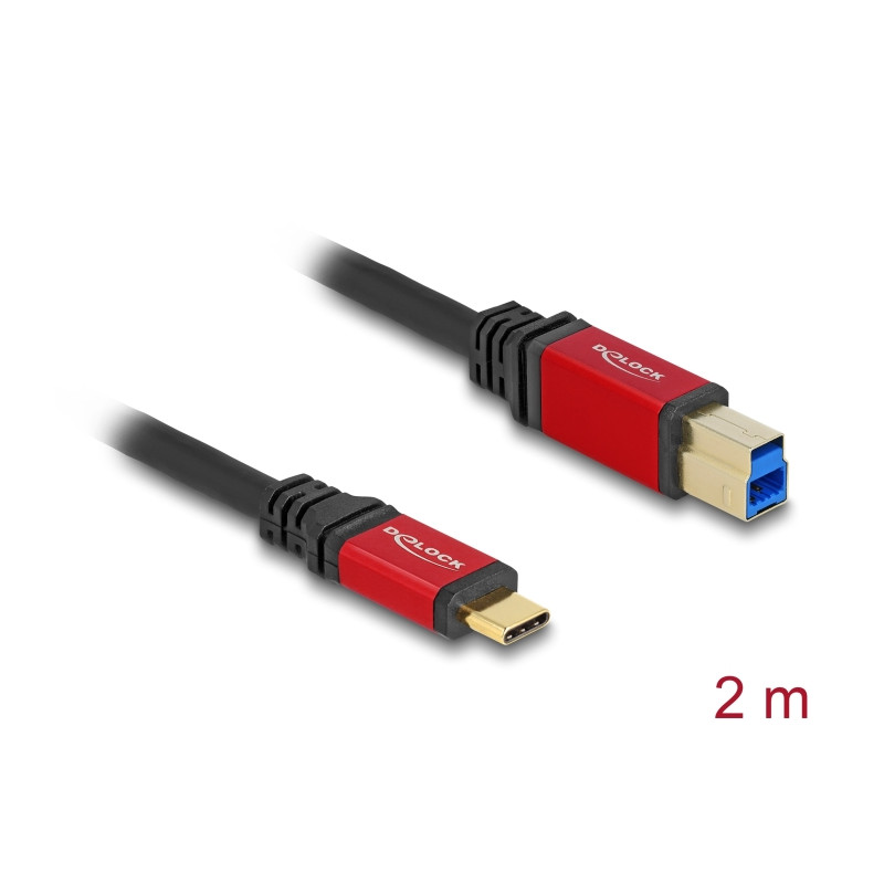 Delock USB 5 Gbps Kabel USB Type-C™ Stecker zu USB Typ-B Stecker 2 m rot Metall