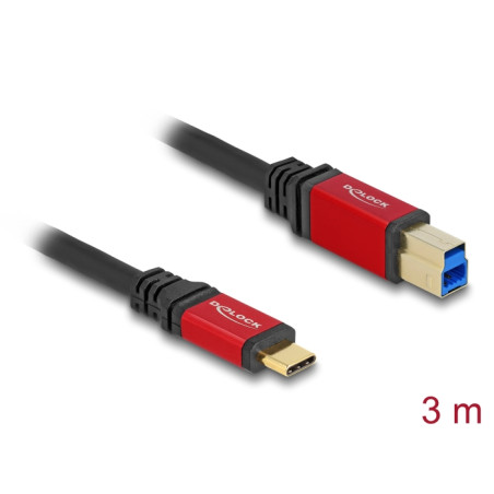 Delock USB 5 Gbps Kabel USB Type-C™ Stecker zu USB Typ-B Stecker 3 m rot Metall