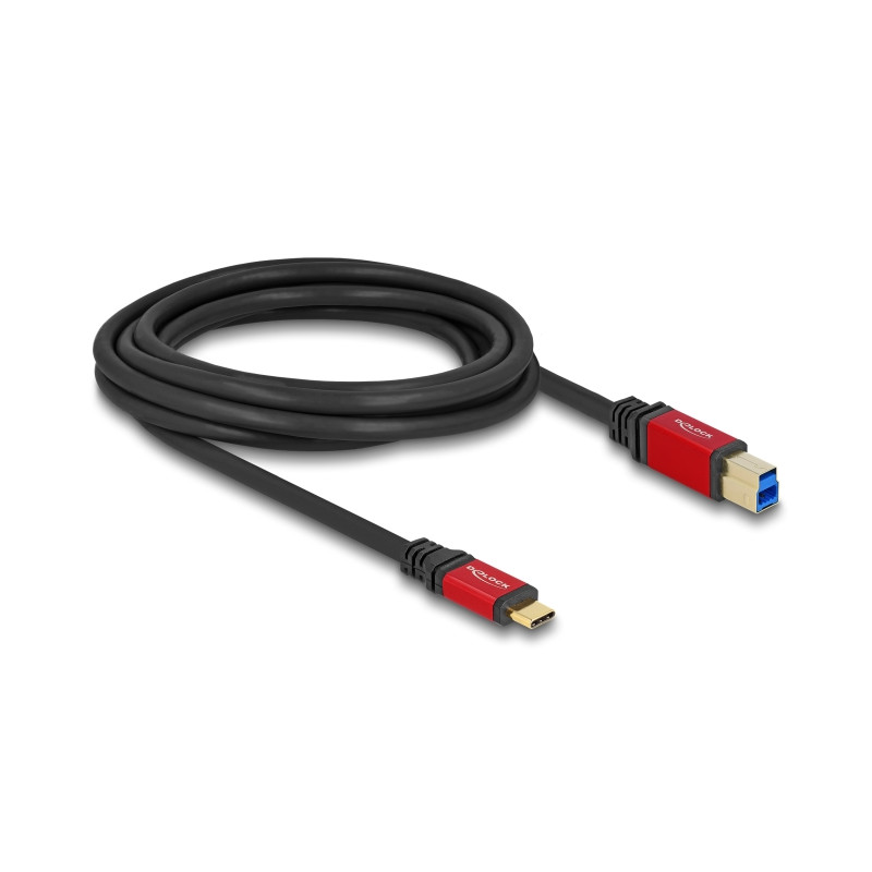 Delock USB 5 Gbps Kabel USB Type-C™ Stecker zu USB Typ-B Stecker 3 m rot Metall