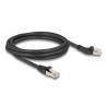 Delock RJ45 Netzwerkkabel Cat.6A S/FTP Stecker 45° nach links gewinkelt zu Stecker gerade 2 m schwarz