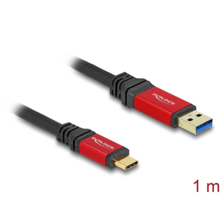 Delock USB 10 Gbps Kabel USB Typ-A Stecker zu USB Type-C™ Stecker 1 m rot Metall