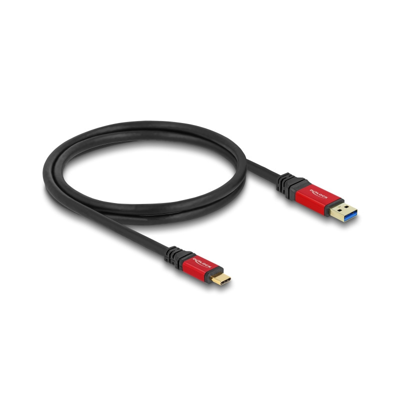 Delock USB 10 Gbps Kabel USB Typ-A Stecker zu USB Type-C™ Stecker 1 m rot Metall