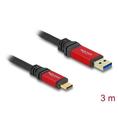 Delock USB 10 Gbps Kabel USB Typ-A Stecker zu USB Type-C™ Stecker 3 m rot Metall