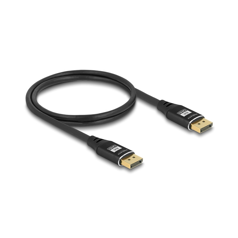 Delock DisplayPort Kabel 8K 60 Hz 1 m schwarz Metall