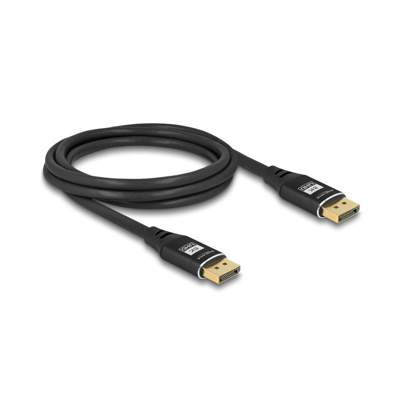 Delock DisplayPort Kabel 8K 60 Hz 2 m schwarz Metall